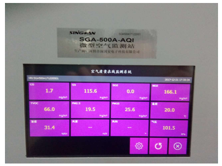 微型空氣站系統(tǒng)顯示界面